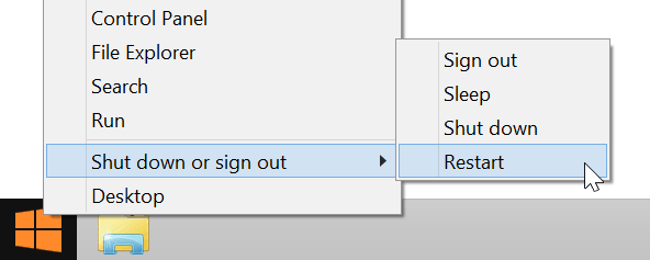 Choose Restart from the Windows Start menu