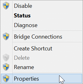 Select "Properties" in context menu