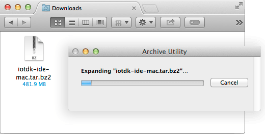 The 7-Zip archive being extracted by Mac Archive Utility