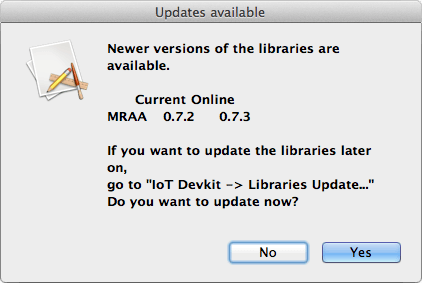 Updates available dialog window