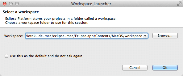 Workspace launcher dialog window