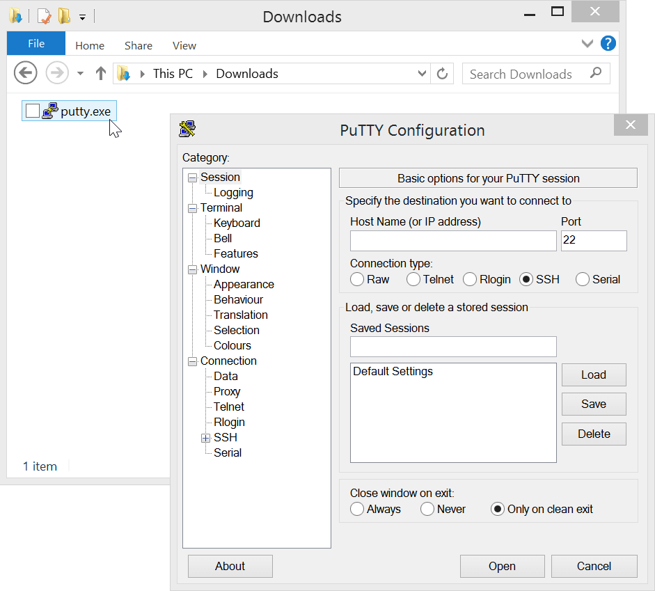 Download A Terminal Client PuTTY Shell Access Windows