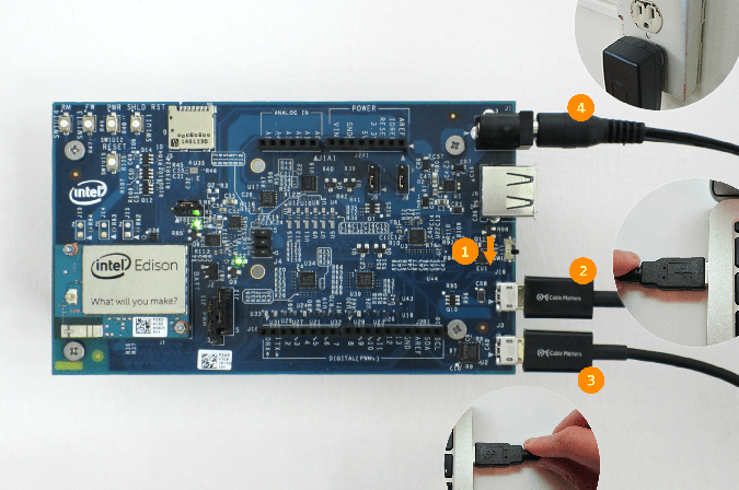 Cable and microswitch setup for Intel® Edison development