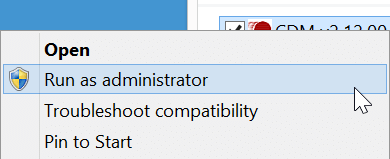 Select "Run as administrator" in file context menu