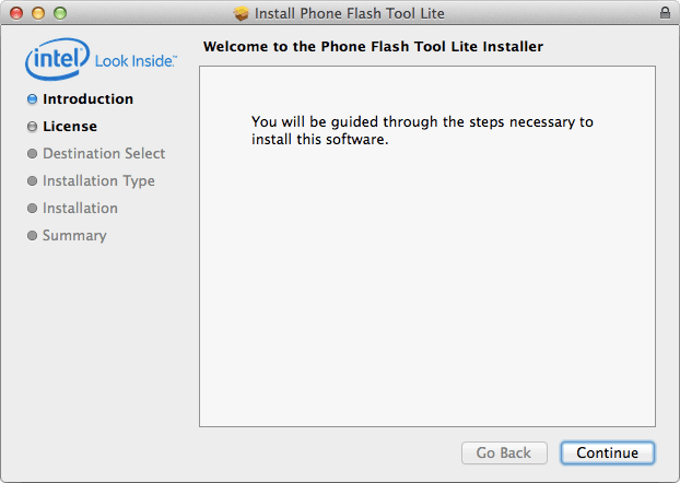 The Mac installer for Flash Tool Lite