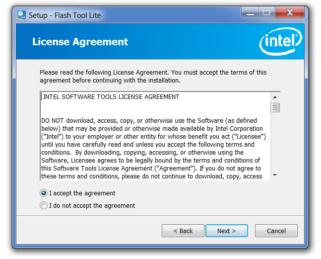 Accept License Agreement