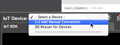 "Add Manual Connection" option in "IoT Device" drop down list