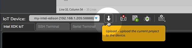"Upload" button in bottom toolbar