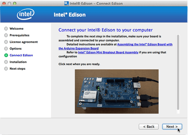Intel® Edison cables screen