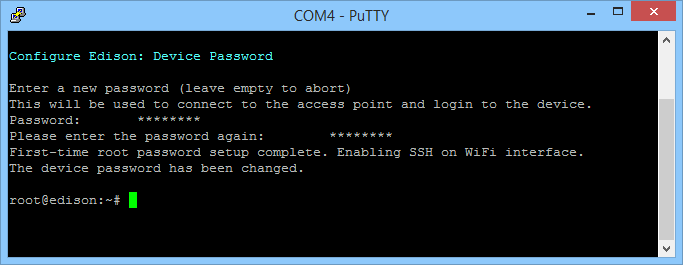 screen shot of password setup